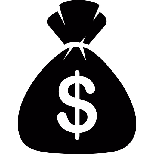 Black silhouette of a money bag with a dollar sign on it.