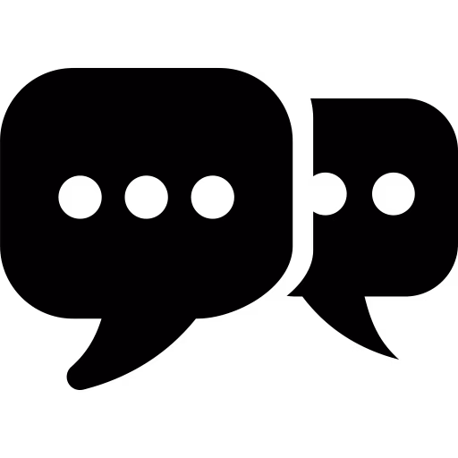 Three overlapping speech bubbles indicating conversation or communication.